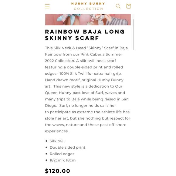 hunny bunny collection Rainbow Baja Long Skinny Hair Scarf - Picture 6 of 8